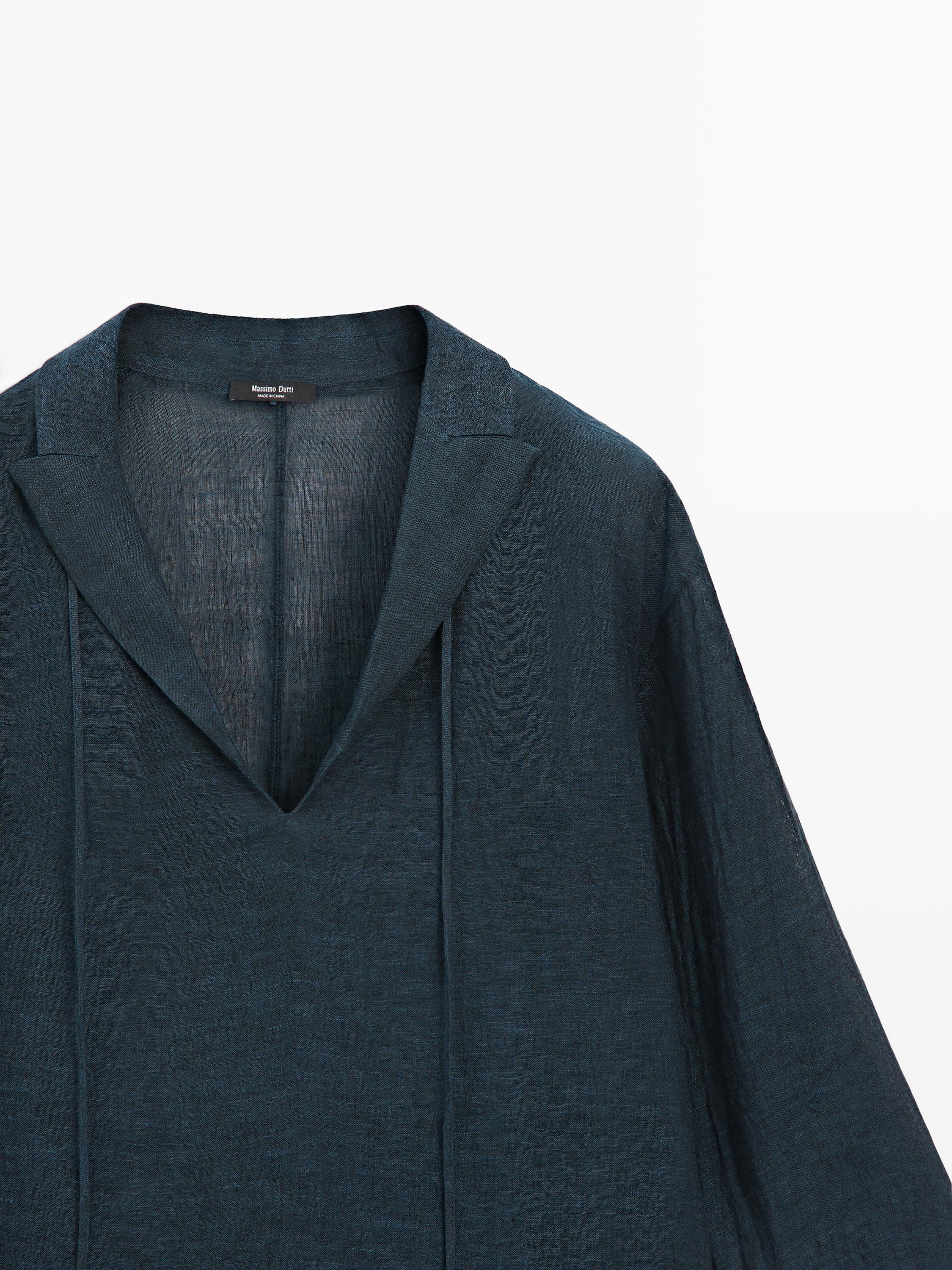 100% linen flowing collared blouse